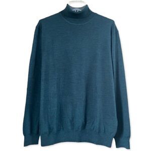 Meraki Merino Wool Lightweight Turtleneck Men's Warm Teal Sweater SZ 2XL
